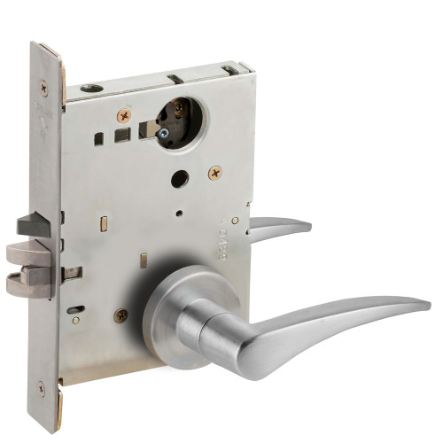 Schlage L9080L 12A 626 RH Grade 1 Storeroom Mortise Lock Less Cylinder 12 Lever A Rose Satin Chrome Finish Right-Handed