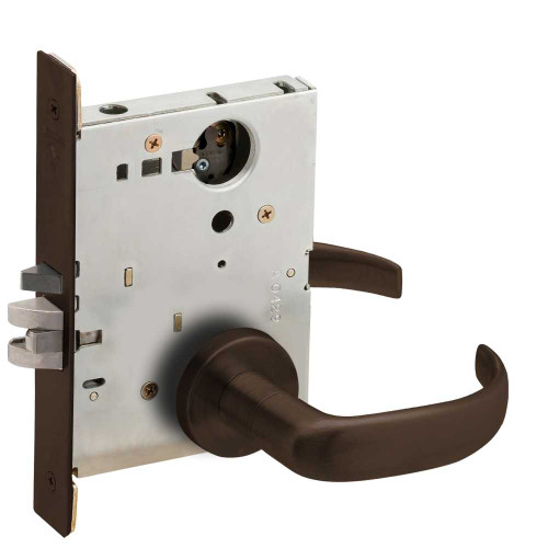 Schlage L9080L 17A 613 Grade 1 Storeroom Mortise Lock Less Cylinder 17 Lever A Rose Dark Oxidized Satin Bronze Oil Rubbed Finish Field Reversible L9080L 17A 613