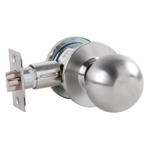 Arrow MK03-BD-26D Grade 2 Backplate Passage Cylindrical Lock Ball Knob Non-Keyed Satin Chrome Finish Non-handed