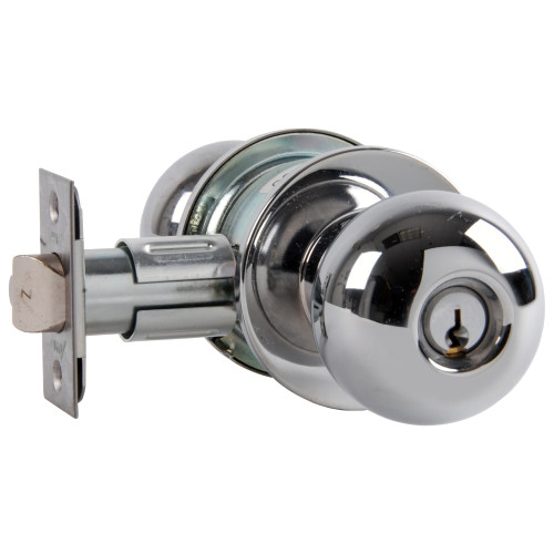 Arrow MK11-BD-26 Grade 2 Turn-Pushbutton Entrance Cylindrical Lock Ball Knob Conventional Cylinder Bright Chrome Finish Non-handed