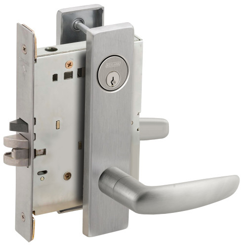 Schlage L9080P 07L 630 Grade 1 Storeroom Mortise Lock Conventional Cylinder S123 Keyway 07 Lever L Escutcheon Satin Stainless Steel Finish Field Reversible