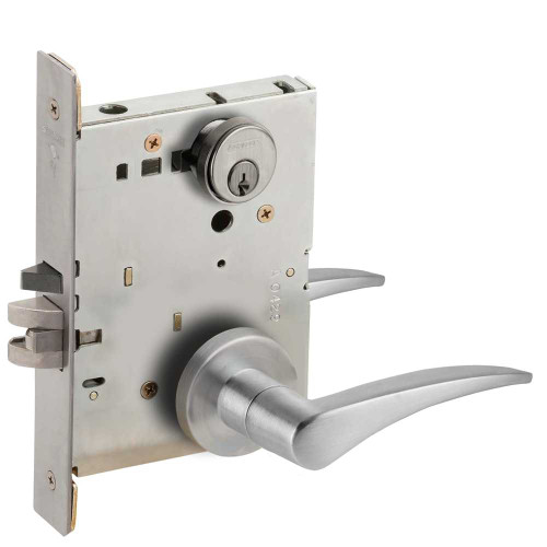 Schlage L9080P 12A 626 RH Grade 1 Storeroom Mortise Lock Conventional Cylinder S123 Keyway 12 Lever A Rose Satin Chrome Finish Right-Handed L9080P 12A 626 RH