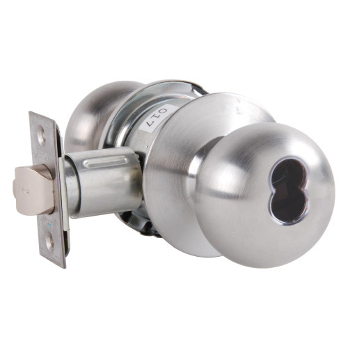 Arrow MK11-TA-26D-IC Grade 2 Turn-Pushbutton Entrance Cylindrical Lock Tudor Knob SFIC Less Core Satin Chrome Finish Non-handed