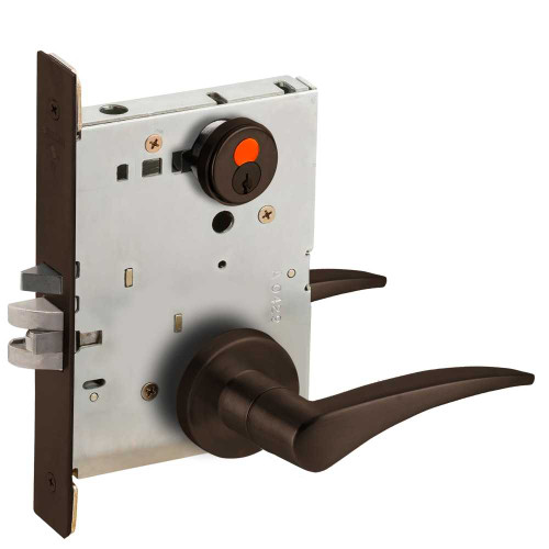 Schlage L9080T 12A 643E LH Grade 1 Storeroom Mortise Lock Schlage FSIC With Construction Core 12 Lever A Rose Aged Bronze Finish Left-Handed L9080T 12A 643E LH