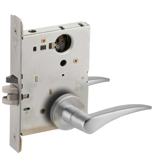 Schlage L9082L 12A 626 RH Grade 1 Institution Mortise Lock Less Cylinder 12 Lever A Rose Satin Chrome Finish Right-Handed L9082L 12A 626 RH