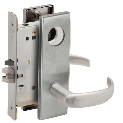Schlage L9082L 17N 626 Grade 1 Institution Mortise Lock Less Cylinder 17 Lever N Escutcheon Satin Chrome Finish Field Reversible L9082L 17N 626
