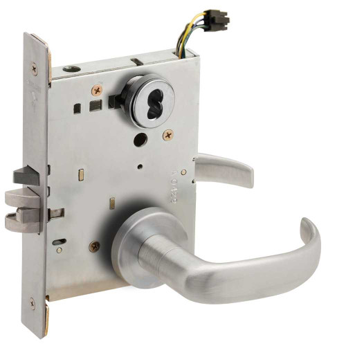 Schlage L9092ELB 17A 630 RX Grade 1 Fail Safe Electric Mortise Lock 17 Lever A Rose Request to Exit Satin Stainless Steel Finish Field Reversible L9092ELB 17A 630 RX