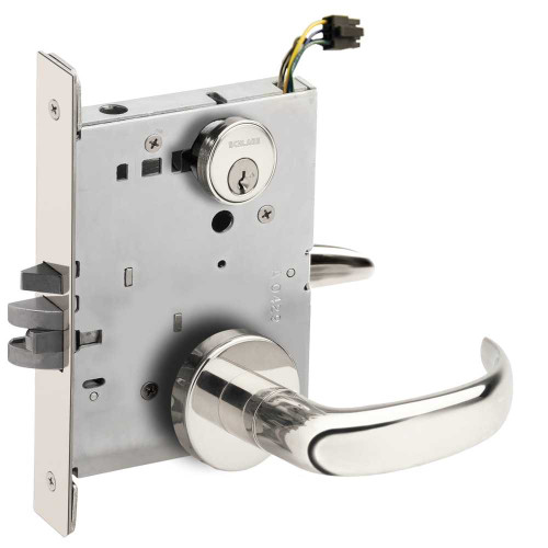 Schlage L9092ELP 17A 625 RX Grade 1 Fail Safe Electric Mortise Lock Conventional Cylinder 17 Lever A Rose Request to Exit Bright Chromium Plated Finish Field Reversible L9092ELP 17A 625 RX