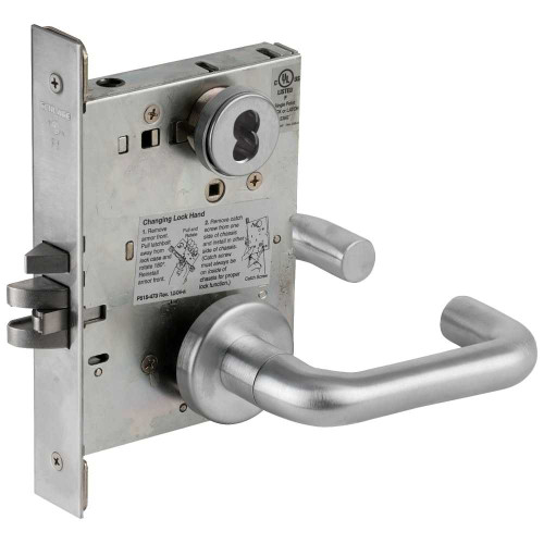 Schlage L9092EUB 03A 626 RX Grade 1 Fail Secure Electric Mortise Lock 03 Lever A Rose Request to Exit Satin Chromium Plated Finish Field Reversible L9092EUB 03A 626 RX