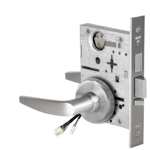 BEST 45HW0LEU16H630AMRQE Fail Secure 24V With Deadbolt No Key Override Electrified Mortise Lock 16 Lever H Rose Request to Exit Satin Stainless Steel Antimicrobial 45HW0LEU16H630AMRQE