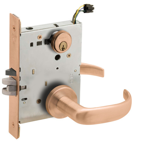 Schlage L9092EUP 17A 612 Grade 1 Fail Secure Electric Mortise Lock Conventional Cylinder 17 Lever A Rose Satin Bronze Clear Coated Finish Field Reversible