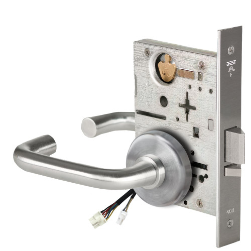 BEST 45HW0NXEL3H630AMRQE12V Fail Safe 12V No Key Override Electrified Mortise Lock 3 Lever H Rose Request to Exit Satin Stainless Steel Antimicrobial