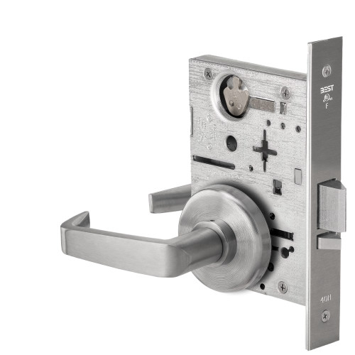 BEST 45HW0NXEU15H630AMRQE12V Fail Secure 12V No Key Override Electrified Mortise Lock 15 Lever H Rose Request to Exit Satin Stainless Steel Antimicrobial