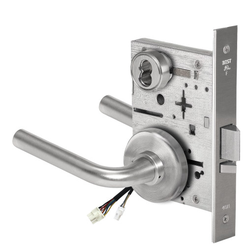 BEST 45HW7DEL12H630AM Fail Safe 24V Electrified Mortise Lock 12 Lever H Rose Satin Stainless Steel Antimicrobial