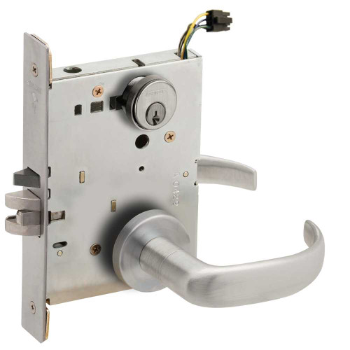 Schlage L9095EUP 17A 626 RX Grade 1 Fail Secure Electric Mortise Lock Conventional Cylinder 17 Lever A Rose Request to Exit Satin Chromium Plated Finish Field Reversible L9095EUP 17A 626 RX