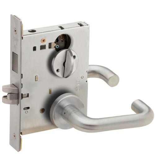 Schlage L9440 03A 626 Grade 1 Privacy with Deadbolt Mortise Lock 03 Lever A Rose Satin Chrome Finish Field Reversible L9440 03A 626