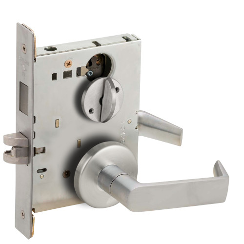 Schlage L9440 06B 630 Grade 1 Privacy with Deadbolt Mortise Lock 06 Lever B Rose Satin Stainless Steel Finish Field Reversible