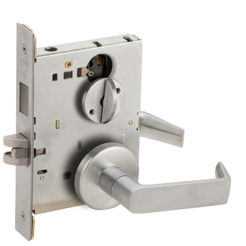 Schlage L9440 06B 630 Grade 1 Privacy with Deadbolt Mortise Lock 06 Lever B Rose Satin Stainless Steel Finish Field Reversible L9440 06B 630