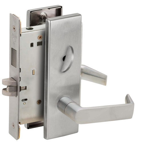 Schlage L9440 06N 630 Grade 1 Privacy with Deadbolt Mortise Lock 06 Lever N Escutcheon Satin Stainless Steel Finish Field Reversible