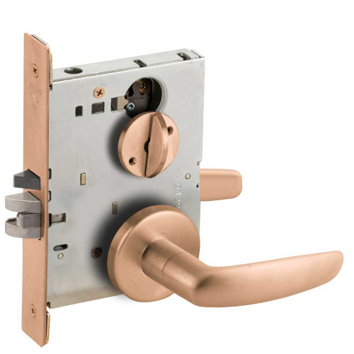 Schlage L9440 07B 612 Grade 1 Privacy with Deadbolt Mortise Lock 07 Lever B Rose Satin Bronze Clear Coated Finish Field Reversible L9440 07B 612