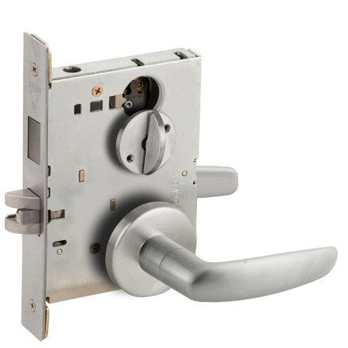 Schlage L9440 07B 626 Grade 1 Privacy with Deadbolt Mortise Lock 07 Lever B Rose Satin Chrome Finish Field Reversible L9440 07B 626