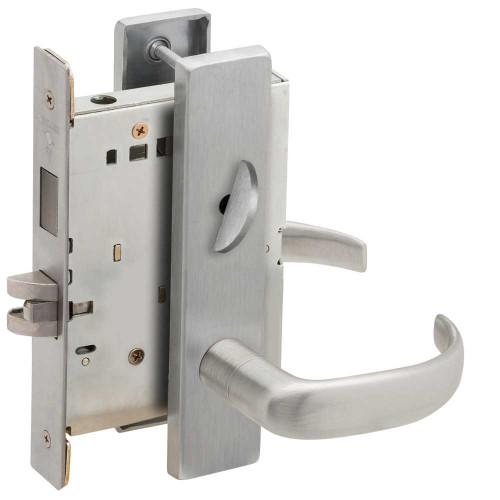 Schlage L9440 17L 630 Grade 1 Privacy with Deadbolt Mortise Lock 17 Lever L Escutcheon Satin Stainless Steel Finish Field Reversible L9440 17L 630