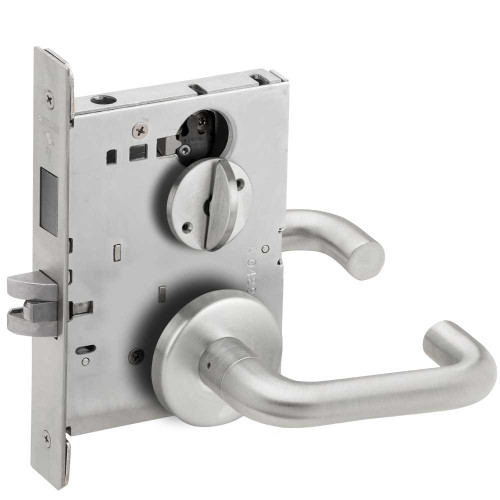Schlage L9444 03B 626 Grade 1 Privacy with Deadbolt and Coin Turn Mortise Lock 03 Lever B Rose Satin Chrome Finish Field Reversible L9444 03B 626