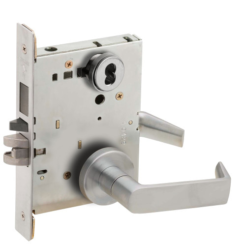 Schlage L9453B 06A 630 Schlage L-Series Entrance Mortise Lock A Rose 06 Lever Grade 1 Mortise Lock SFIC Prep Less Core Satin Stainless Steel