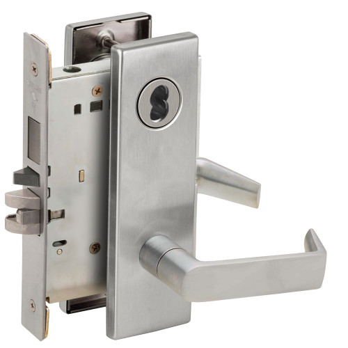 Schlage L9453B 06N 630 Schlage L-Series Entrance Mortise Lock N Decorative Escutcheon 06 Lever Grade 1 Mortise Lock SFIC Prep Less Core Satin Stainless Steel