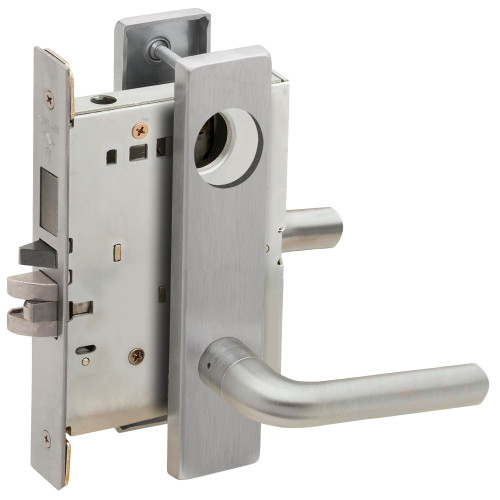 Schlage L9453L 02L 626 Entrance Mortise Lock with Deadbolt 02L Design Less Cylinder Satin Chrome