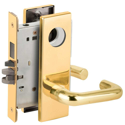 Schlage L9453L 03N 605 Entrance Mortise Lock with Deadbolt 03N Design Less Cylinder Bright Brass L9453L 03N 605
