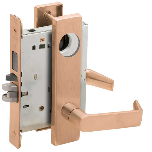 Schlage L9453L 06L 612 Entrance Mortise Lock with Deadbolt 06L Design Less Cylinder Satin Bronze L9453L 06L 612