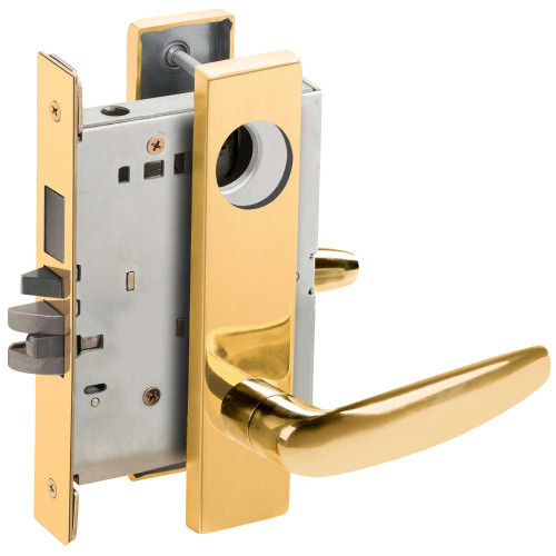 Schlage L9453L 07L 605 Entrance Mortise Lock with Deadbolt 07L Design Less Cylinder Bright Brass L9453L 07L 605