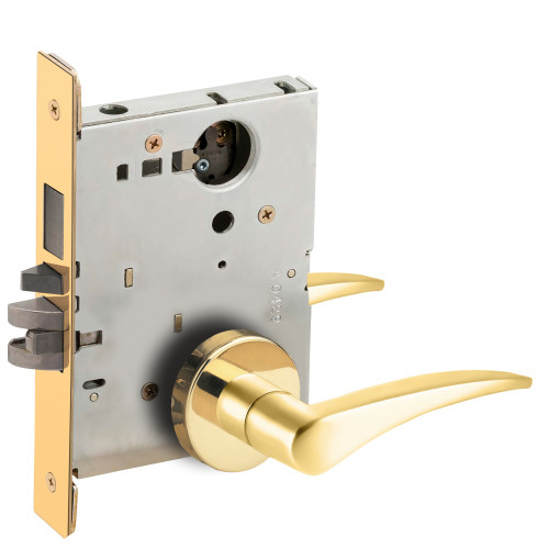 Schlage L9453L 12A 605 RH Schlage L-Series Entrance Mortise Lock A Rose 12 Lever Grade 1 Mortise Lock Less Cylinder Bright Brass