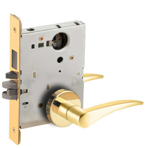 Schlage L9453L 12A 605 RH Schlage L-Series Entrance Mortise Lock A Rose 12 Lever Grade 1 Mortise Lock Less Cylinder Bright Brass L9453L 12A 605 RH