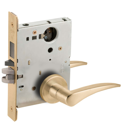 Schlage L9453L 12A 606 RH Schlage L-Series Entrance Mortise Lock A Rose 12 Lever Grade 1 Mortise Lock Less Cylinder Satin Brass