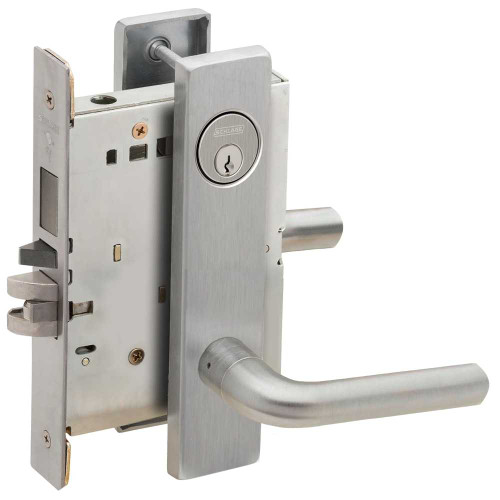Schlage L9453P 02L 630 Entrance Mortise Lock with Deadbolt 02L Design Satin Stainless Steel L9453P 02L 630