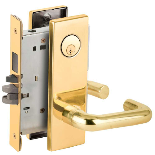 Schlage L9453P 03N 605 Entrance Mortise Lock with Deadbolt 03N Design Bright Brass L9453P 03N 605