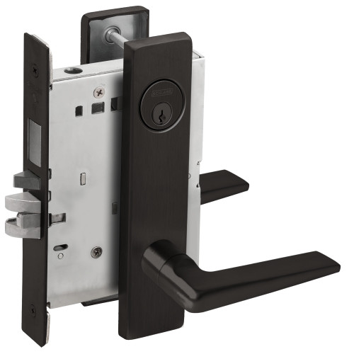 Schlage L9453P 05L 622 Schlage L-Series Entrance Mortise Lock L Decorative Escutcheon 05 Lever Grade 1 Mortise Lock Conventional Cylinder Flat Black Coated