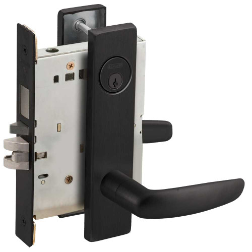 Schlage L9453P 07L 622 Schlage L-Series Entrance Mortise Lock L Decorative Escutcheon 07 Lever Grade 1 Mortise Lock Conventional Cylinder Flat Black Coated L9453P 07L 622