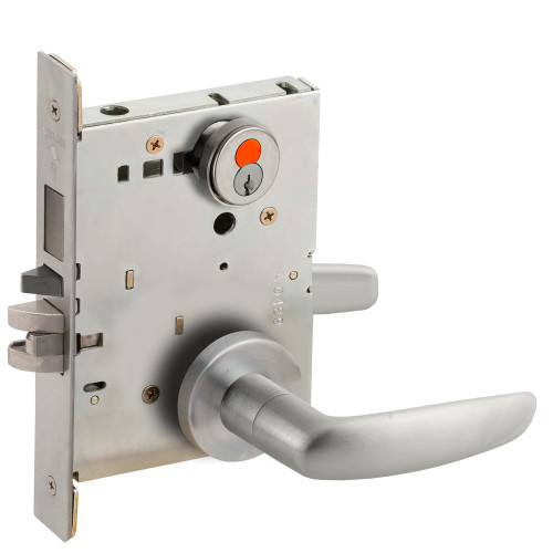Schlage L9453T 07A 626 Schlage L-Series Entrance Mortise Lock A Rose 07 Lever Grade 1 Mortise Lock FSIC With Construction Core Satin Chrome