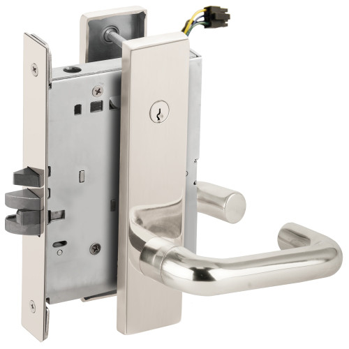 Schlage L9095EUC 03L 629 Grade 1 Electric Mortise Lock Both Sides Fail Secure with Dual Cylinder Override Concealed Cylinder S123 Keyway 03 Lever L Escutcheon Bright Stainless Steel Finish Field Reversible