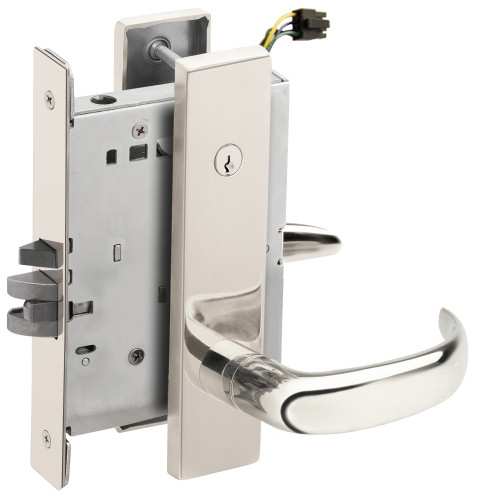 Schlage L9095EUC 17L 629 Grade 1 Electric Mortise Lock Both Sides Fail Secure with Dual Cylinder Override Concealed Cylinder S123 Keyway 17 Lever L Escutcheon Bright Stainless Steel Finish Field Reversible