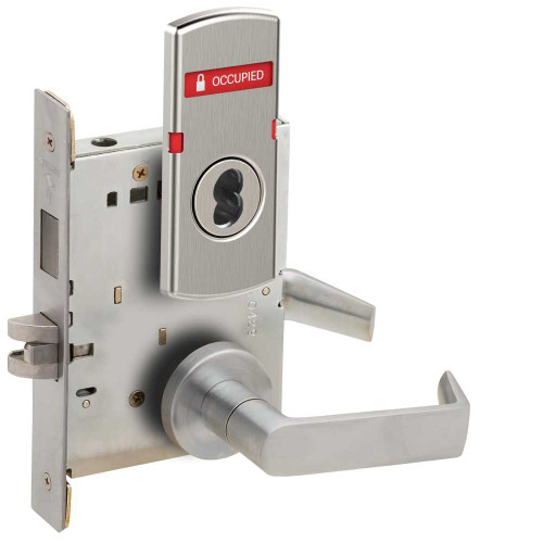 Schlage L9456J 06A 626 OS-OCC L Series Mortise Lock Corridor Lock 06 Lever A Rose Less FSIC VACANT/OCCUPIED Indicator for Outside of Door Satin Chrome L9456J 06A 626 OS-OCC
