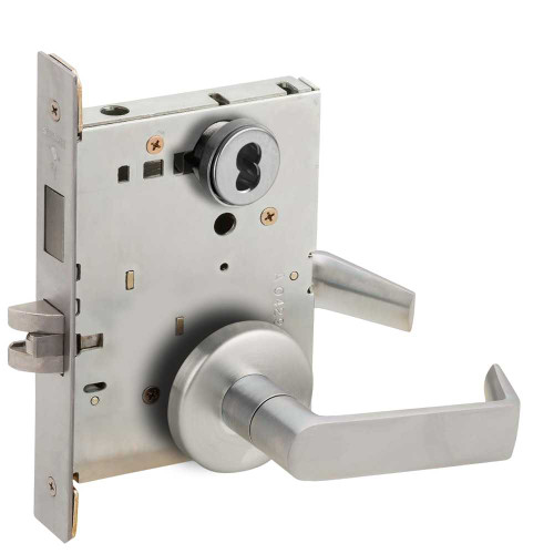 Schlage L9456J 06B 626 Corridor Mortise Lock with Deadbolt 06B Design FSIC Prep Less Core Satin Chrome L9456J 06B 626