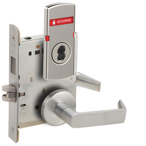 Schlage L9456J 06B 626 L283-722 L Series Mortise Lock Corridor Lock 06 Lever B Rose Less FSIC VACANT/OCCUPIED Indicator for Outside of Door Satin Chrome