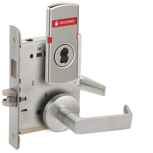 Schlage L9456J 06B 626 OS-OCC L Series Mortise Lock Corridor Lock 06 Lever B Rose Less FSIC VACANT/OCCUPIED Indicator for Outside of Door Satin Chrome L9456J 06B 626 OS-OCC