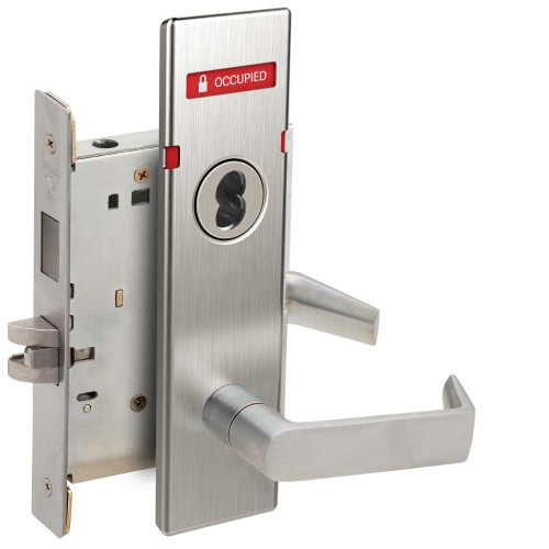 Schlage L9456J 06N 626 OS-OCC L Series Mortise Lock Corridor Lock 06 Lever N Escutcheon Less FSIC VACANT/OCCUPIED Indicator for Outside of Door Satin Chrome L9456J 06N 626 OS-OCC
