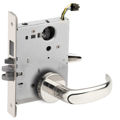 Schlage L9495EUL 17A 629 RX Grade 1 Fail Secure Electric Mortise Lock Less Cylinder 17 Lever A Rose Request to Exit Bright Stainless Steel Finish Field Reversible L9495EUL 17A 629 RX