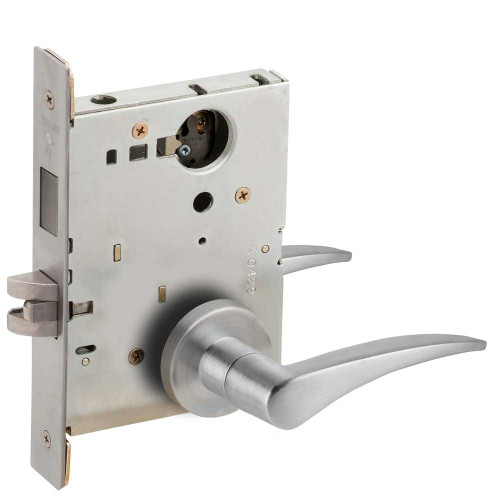 Schlage L9456L 12A 630 LH Corridor Mortise Lock with Deadbolt 12A Design Less Cylinder Satin Stainless Steel L9456L 12A 630 LH